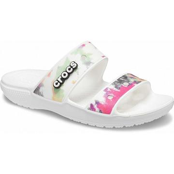 Crocs Classic Tie-Dye Graphic Men's Sandals White / Multi | Australia 1230ILHS